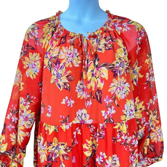 Studio A Floral Swing Dress Peplum Hem Size XXL 20 - Picture 3 of 7